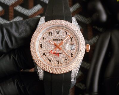 ROLEX Automatic Movement Daydate Iced out  Pink 40MM Watch